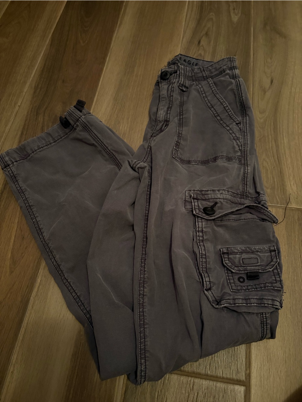 American Eagle Outfitters Men's Washed Gray Cargo Pants